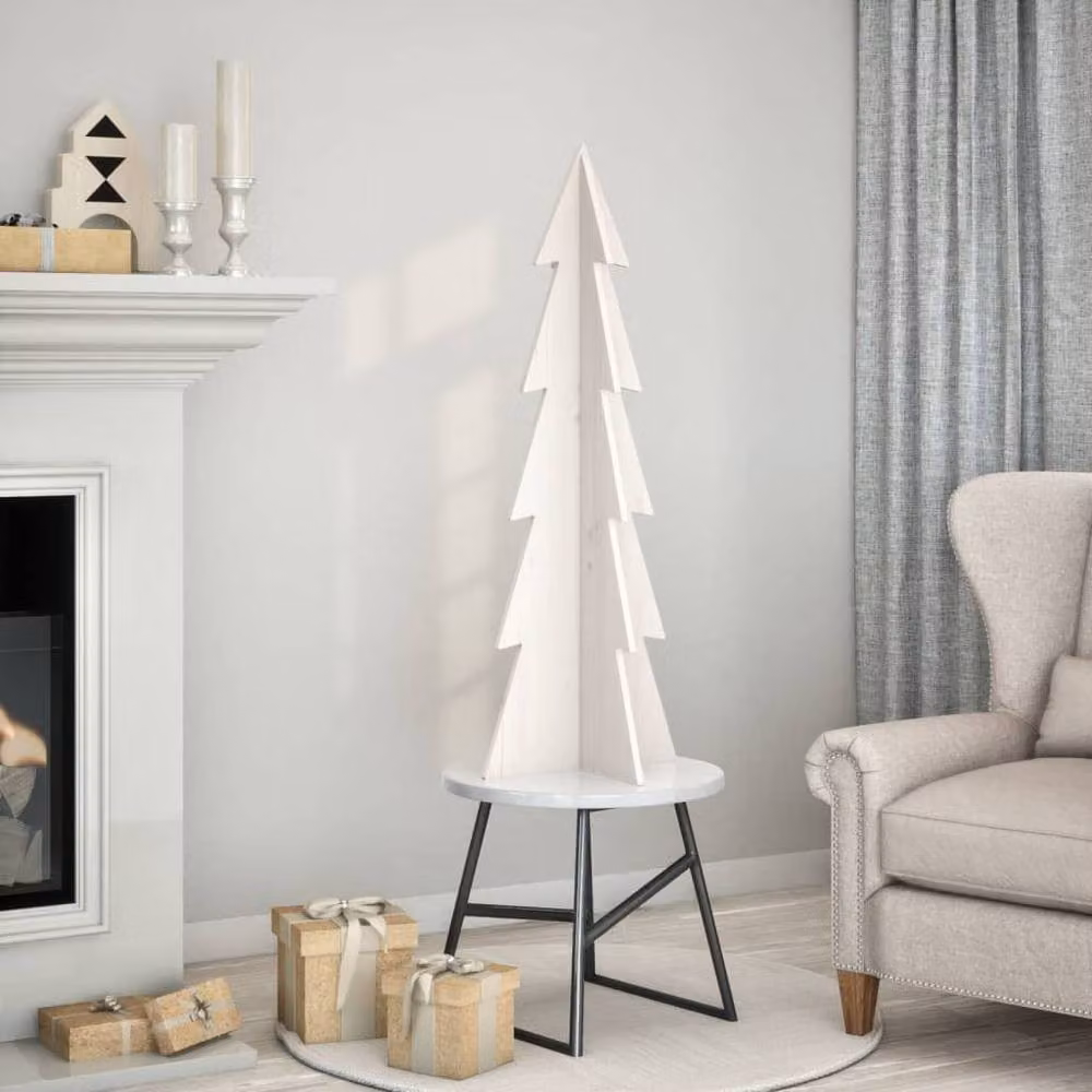 Berkfield Home Rustic White Wooden Christmas Tree, Height: 112 cm – 2