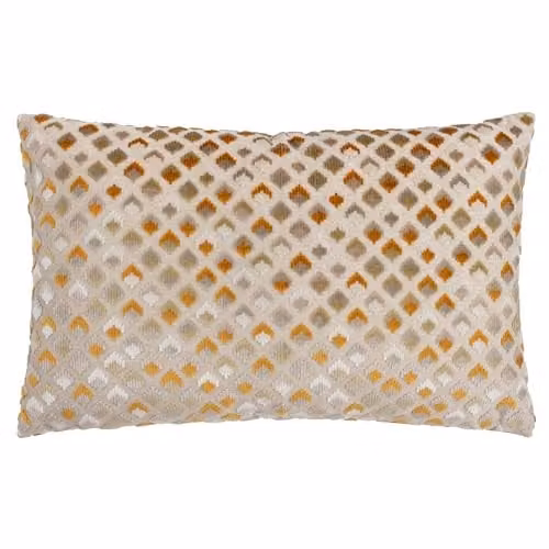 Paoletti Lexington Geometric Gold Velvet Rectangular Cushion W/H: 40 x 60 cm – 1