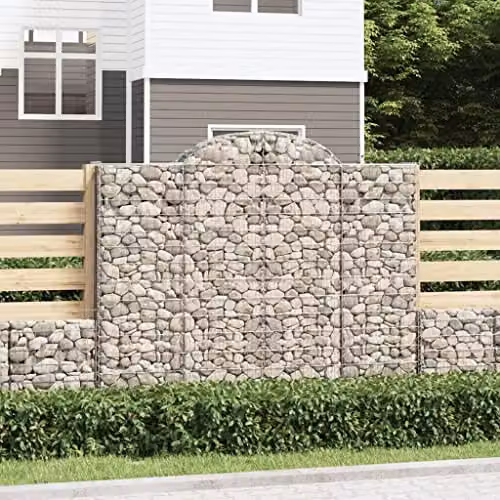 vidaXL Set of 11 Arched Gabion Baskets in Silver Galvanised Steel, W/D/H: 200 x 50 x 160/180 cm – 2