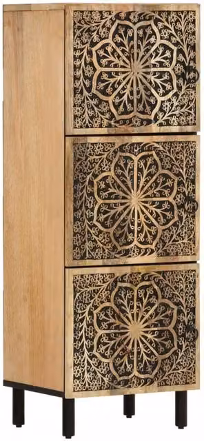 Berkfield Home Side Cabinet in Brown Solid Mango Wood, W/D/H: 40 x 33 x 110 cm