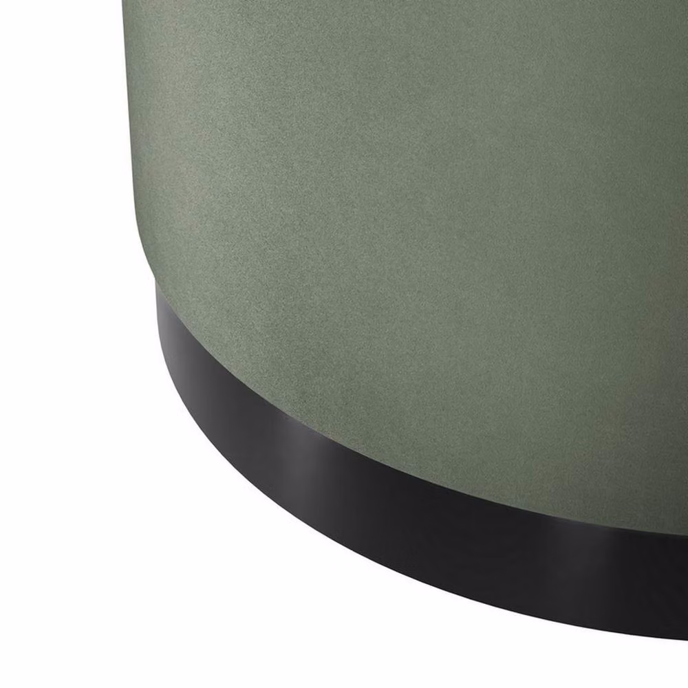 Lemon Pavilion Furniture Lara Large Pouffe in Sage and Black Fabric, W: 60.5 cm, D: 60.5 cm, H: 35.5 cm – 3