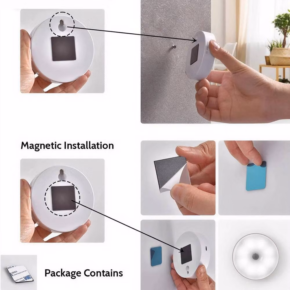 FLAVORA 4 Pack Wireless PIR Motion Sensor LED Night Lights in White – 4