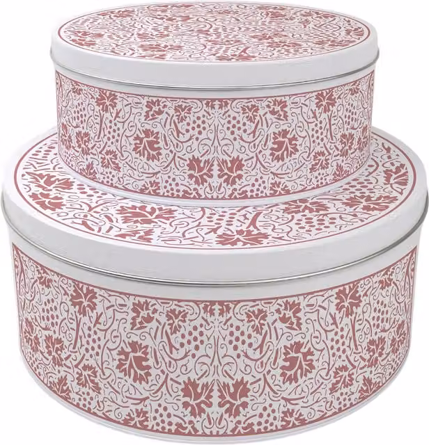 Purely Home Red Oak Leaves and Berries Round Nesting Cake Tin Set in Red and White