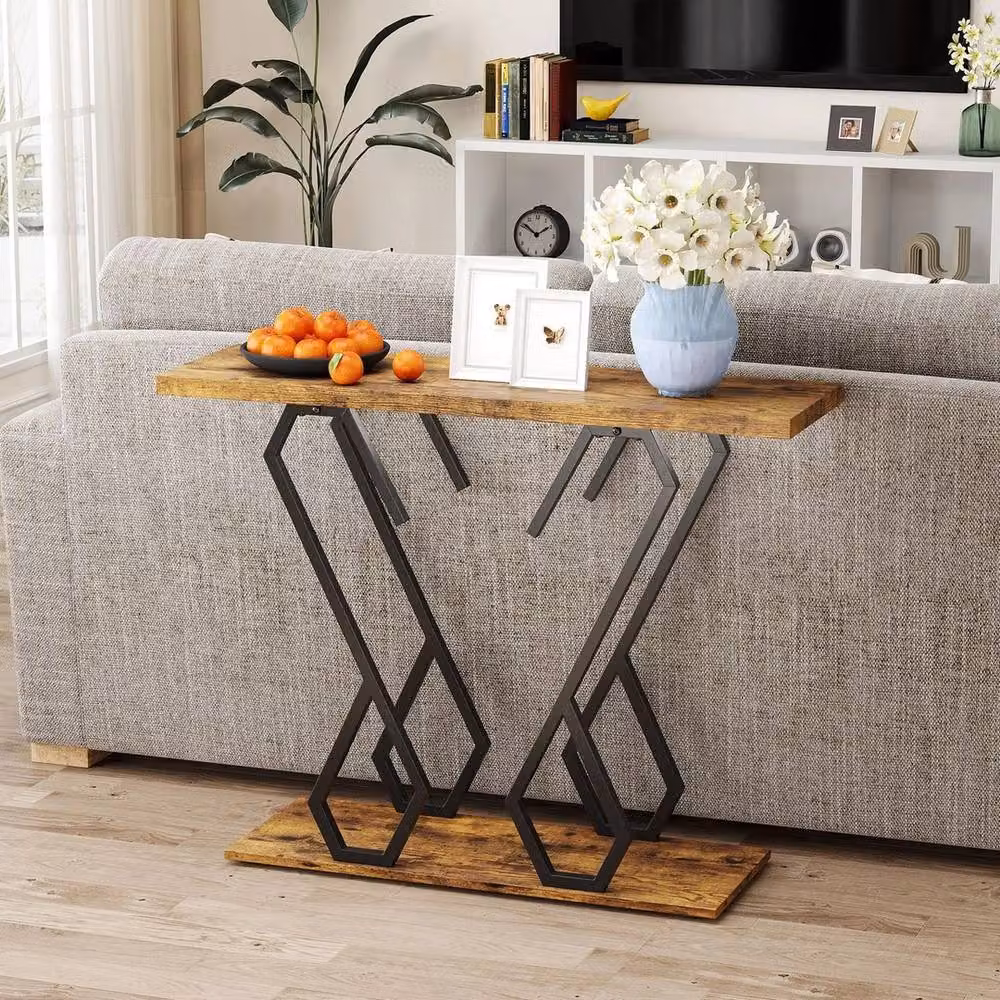 Havendro Console Table in Brown with Adjustable Foot Pads, W/D/H: 80 x 30 x 75 cm – 3