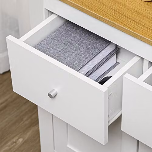 HOMCOM Modern White Sideboard Storage Cabinet for Kitchen and Hallway – 4