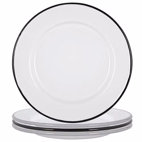Argon Tableware Enamel Steel Dinner Plates, Pack of 4, Black, Grey and White, Diameter: 25.5 cm – 1