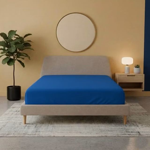 Snug City Petrol Blue Flannelette Fitted Cotton Sheet, W/D/H: 140 x 200 cm