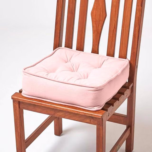 Homescapes Cotton Dining Chair Booster Cushion in Pink