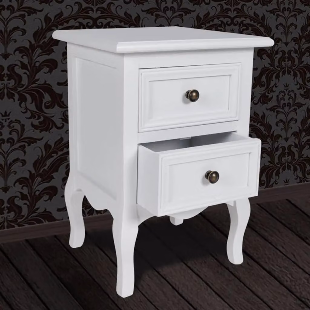 Berkfield Home Set of 2 White MDF Nightstands with 2 Drawers – 5