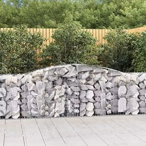vidaXL Arched Gabion Baskets, 3 Piece Set, Silver Galvanised Steel, W: 400 cm, D: 50 cm, H: 80-100 cm – 2