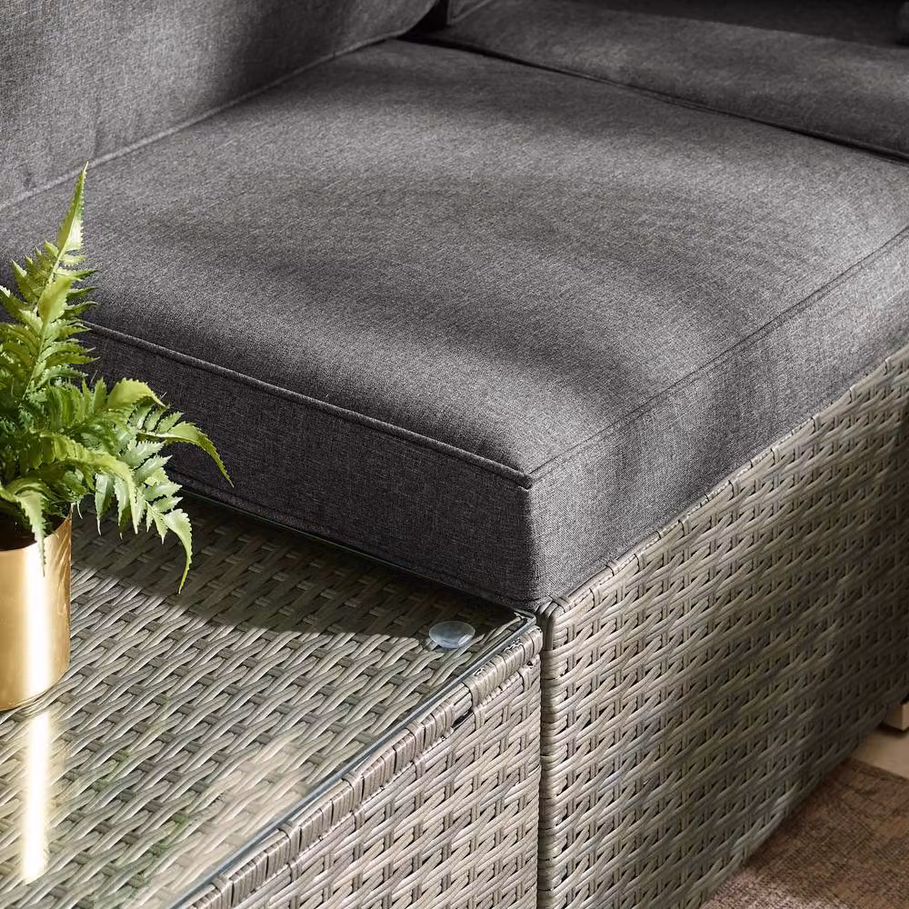 FurnitureboxUK Orlando 4 Seater Modular L-Shape Outdoor Garden Rattan Sofa Set in Grey – 5