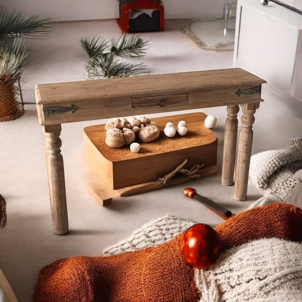 Minster Wood Console Table in Brown, W: 120 cm, D: 30 cm, H: 76 cm – 3