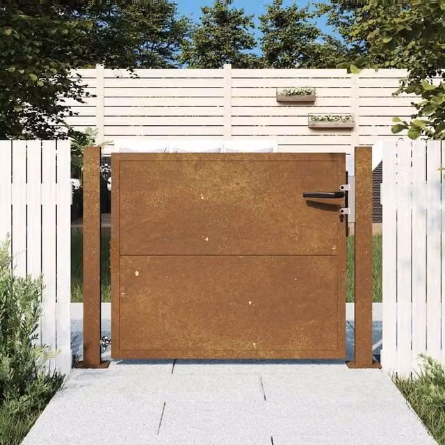 Berkfield Brown Corten Steel Garden Gate W: 105 cm, H: 80 cm