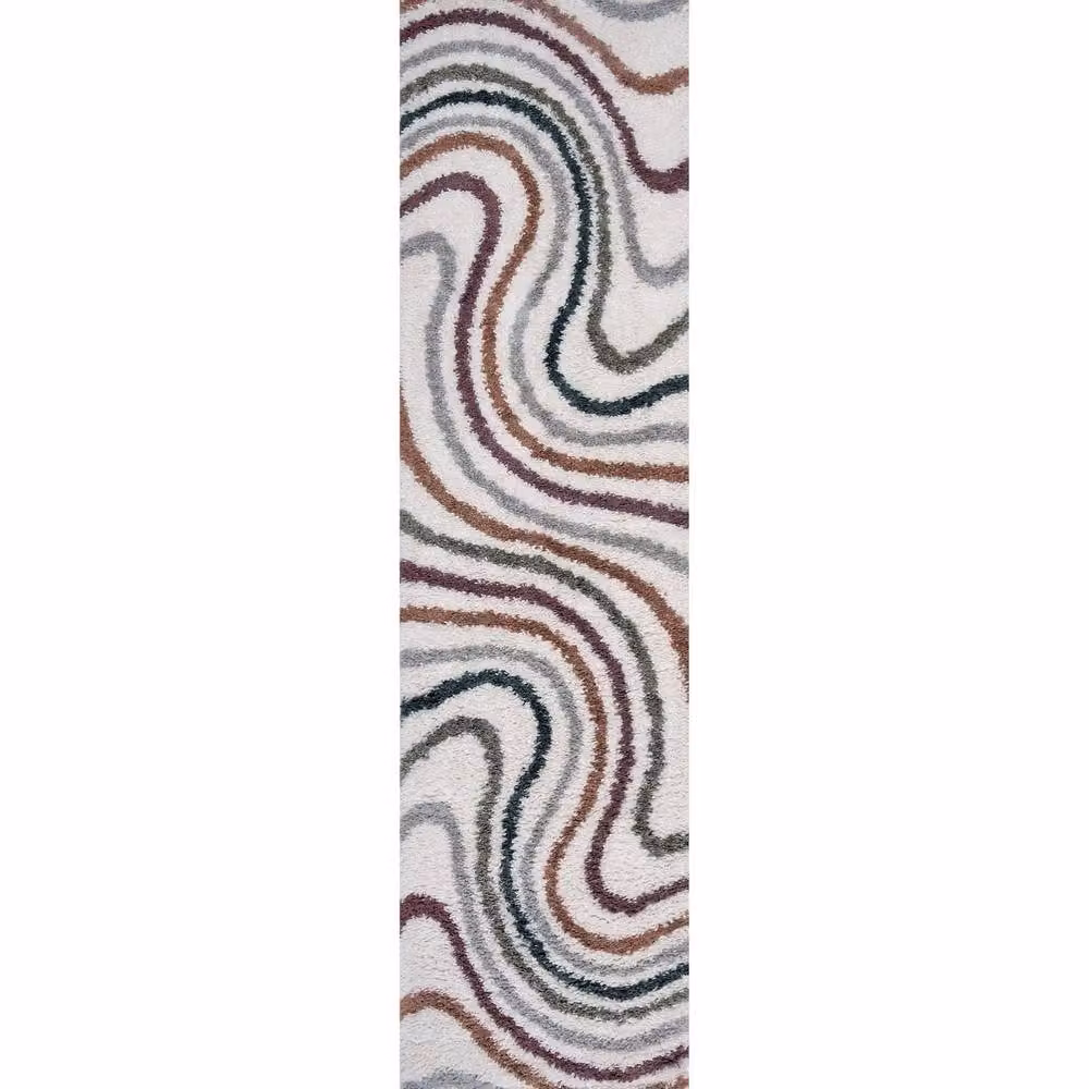 THE RUGS Moodi Wavy Design Shaggy Soft High Pile Multicolour Living Room Rug, W: 160 cm, L: 230 cm – 5