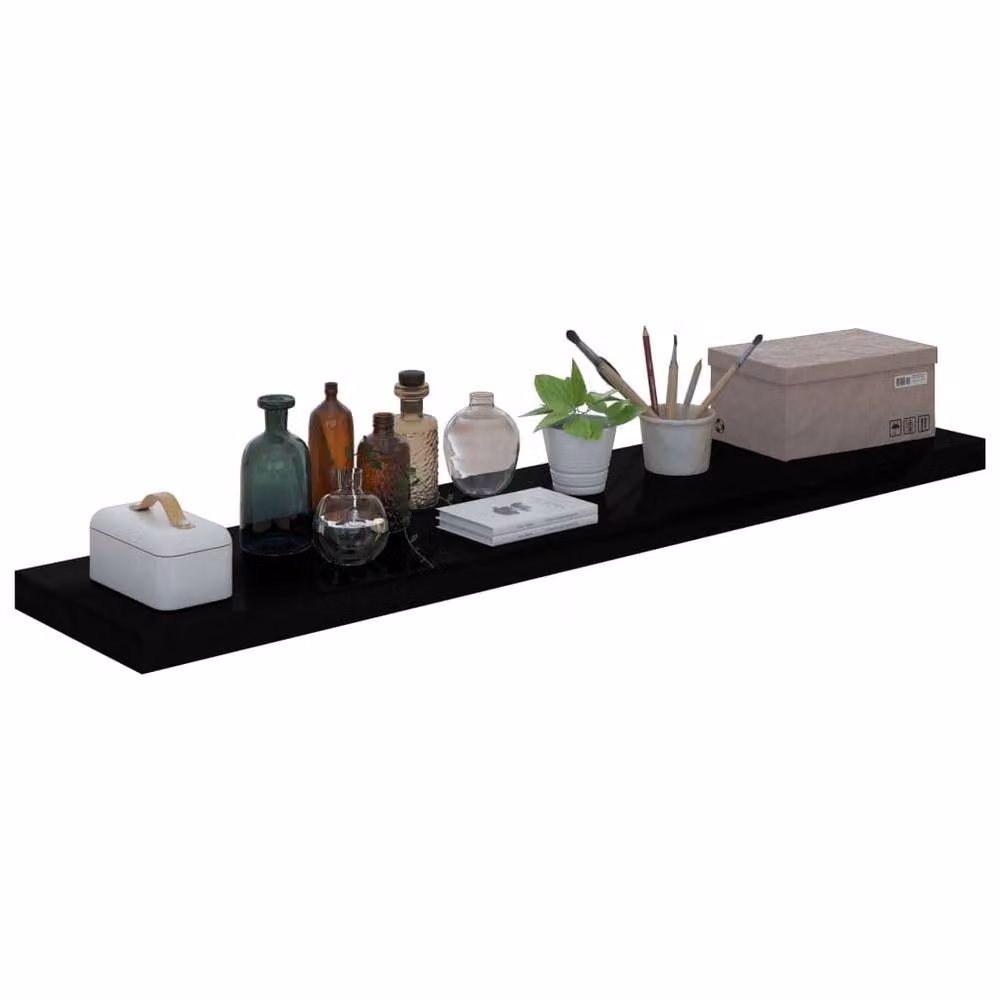 Berkfield Home Floating Wall Shelf in High Gloss Black, W/D/H: 120 x 23.5 x 3.8 cm – 3