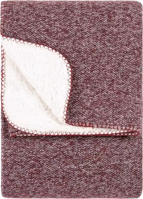 Nurrel Knitted Reversible Double Face Fleece Throw in Berry