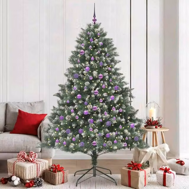 Berkfield Home Green Artificial Christmas Tree with Stand, W/D/H: 140 x 140 x 210 cm – 1
