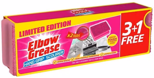 Elbow Grease Sponge Scourers, Pack of 4, Pink