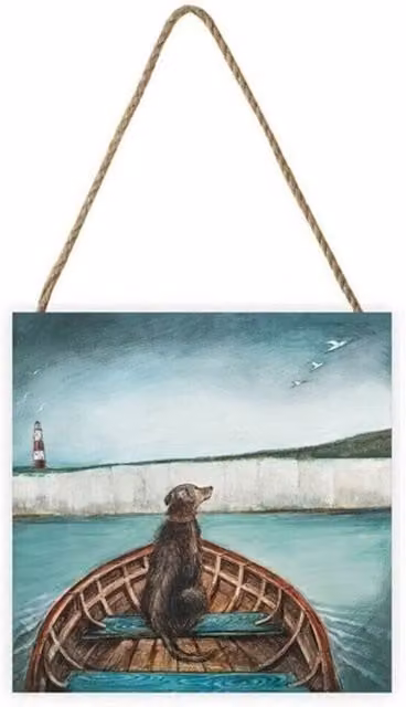 Joe Ramm The Helmsman Nautical Wooden Wall Plaque in Mid Blue
