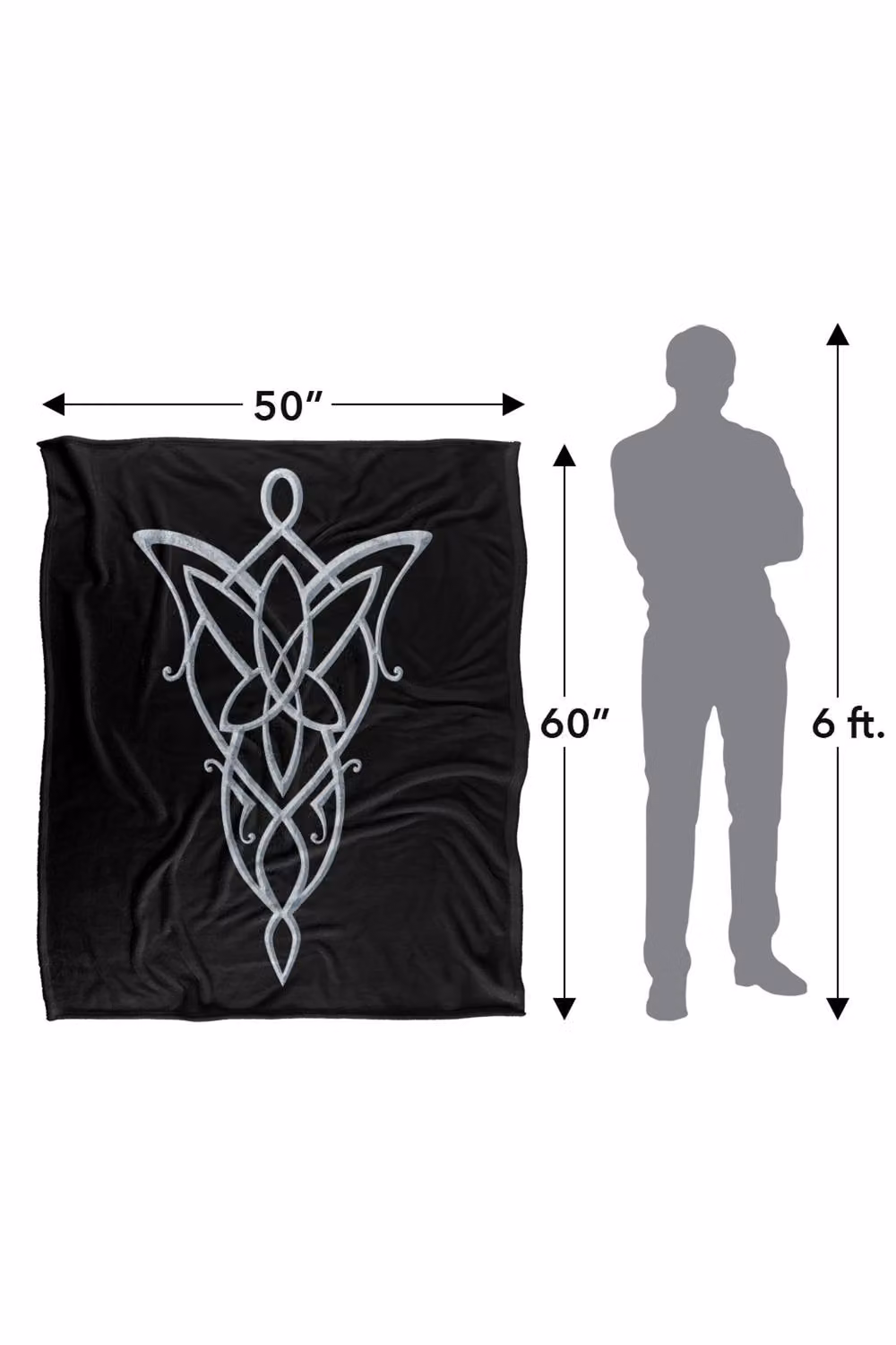 Warner Bros. Lord of the Rings Arwen Necklace Super Soft Polyester Throw Blanket, Extra Large, Multicolour and Black – 3
