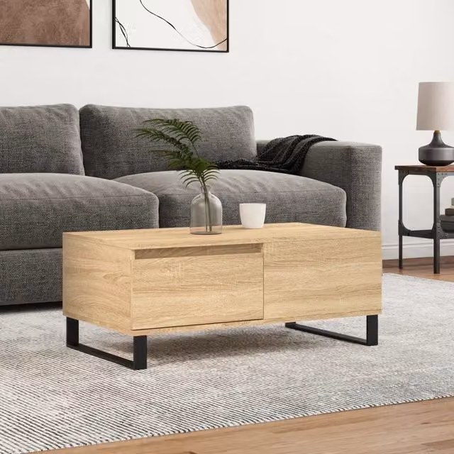 Berkfield Home Sonoma Oak Coffee Table in Brown, W: 90 cm, D: 50 cm, H: 36.5 cm