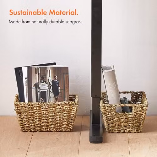 VonHaus Seagrass Storage Baskets, Set of 4, Beige and Brown, W/D/H: 22.0 x 15.0 x 30.0 cm – 4