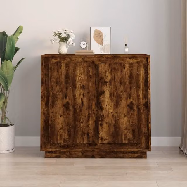Berkfield Home Smoked Oak Sideboard in Brown, W/D/H: 80 x 34 x 75 cm