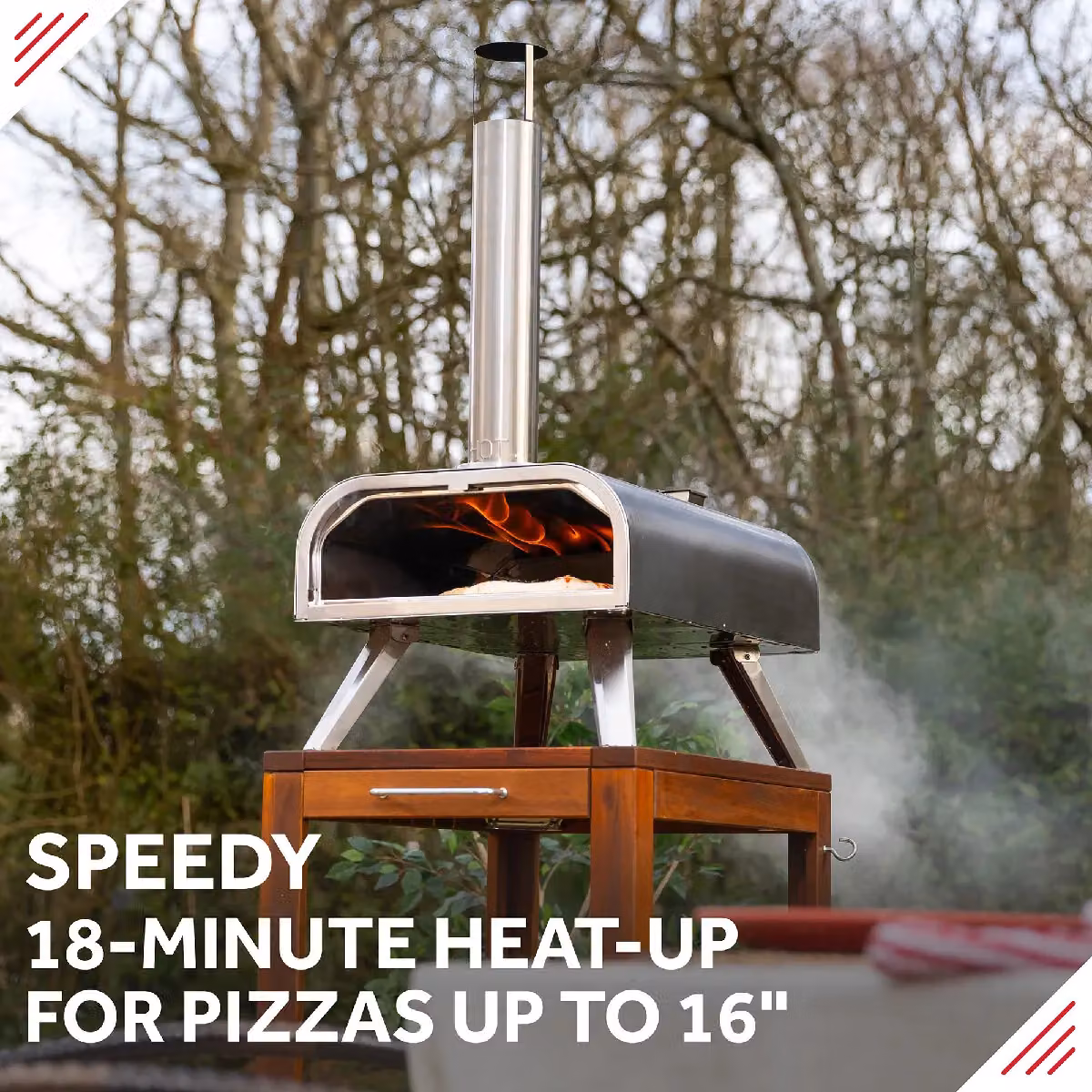 George Foreman 16 Inch Wood Pellet Pizza Oven in Silver with Paddle and Carry Bag – 3