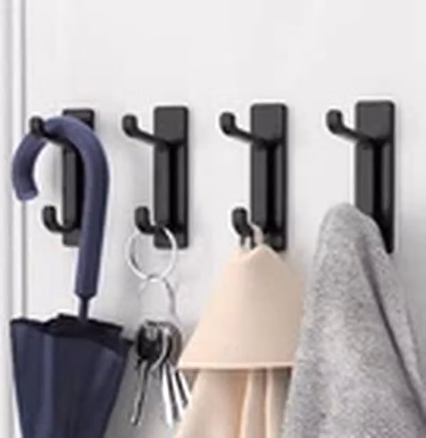 Havendro 4-Piece Black Self-Adhesive Extra Strong Wall Hooks – 1