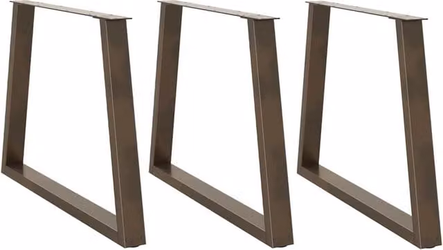 Berkfield Home V-Shape Dining Table Legs, 3 Piece Set, Brown Matt Steel, H: 72-73.3 cm x W: 100 cm