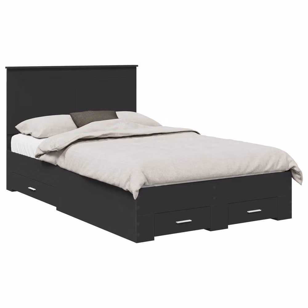 Berkfield Home Modern Black Bed Frame with Headboard and Drawers, Engineered Wood, W: 135 cm, L: 190 cm – 2