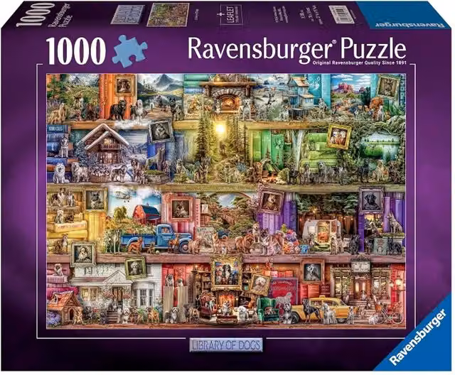 Ravensburger Library of Dogs 1000 Piece Jigsaw Puzzle, Multicolour