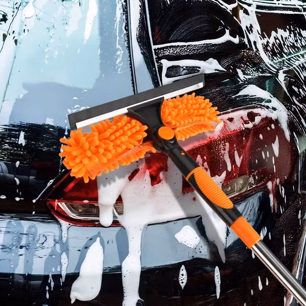 NESTLUNE Extendable Window Washer with Rubber Squeegee and Scraper, Orange, W: 100 cm, H: 15 cm – 5