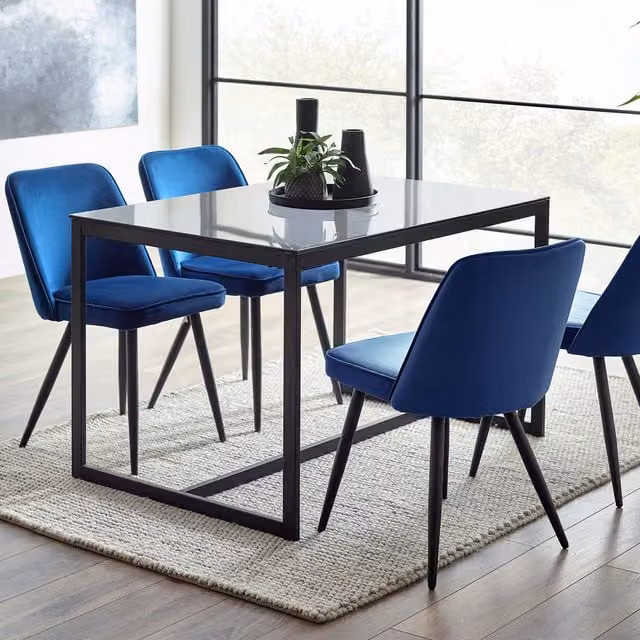 Julian Bowen Chicago Rectangular Dining Table with Smoked Glass Top in Black