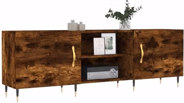 Berkfield Home Smoked Oak TV Cabinet in Brown, W/D/H: 150 x 30 x 50 cm – 1