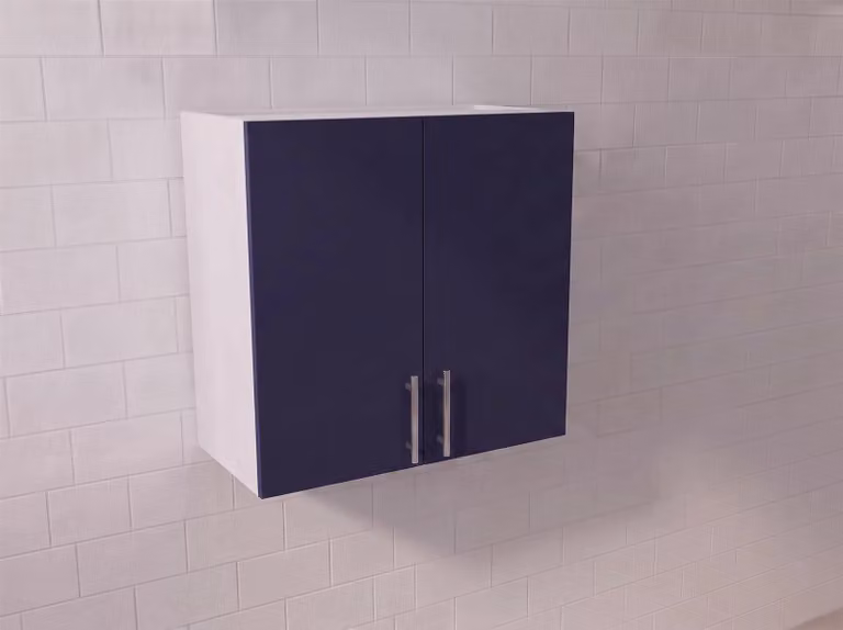Cheap Furniture Warehouse Indigo Matt Blue Kitchen Wall Unit with Hinged Doors, W: 100 cm, H: 72 cm, D: 32.8 cm
