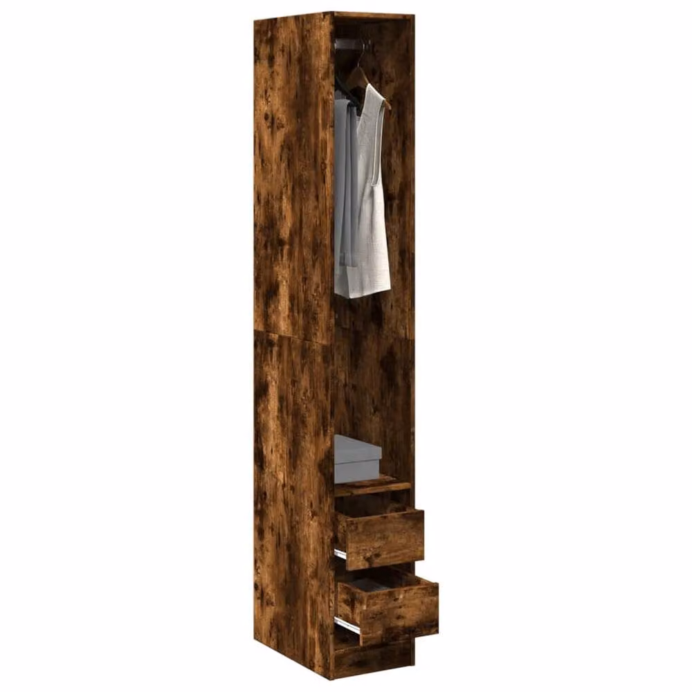 Berkfield Home Smoked Oak Wardrobe in Brown, W/D/H: 30 x 50 x 200 cm – 2