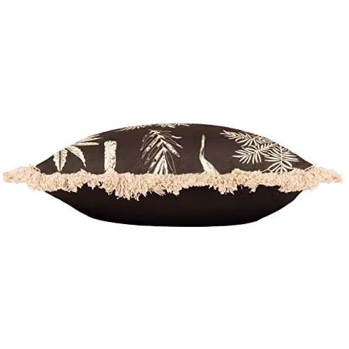 Paoletti Colonial Palm Square Floral Cushion in Brown with Removable Polyester Cover – 2
