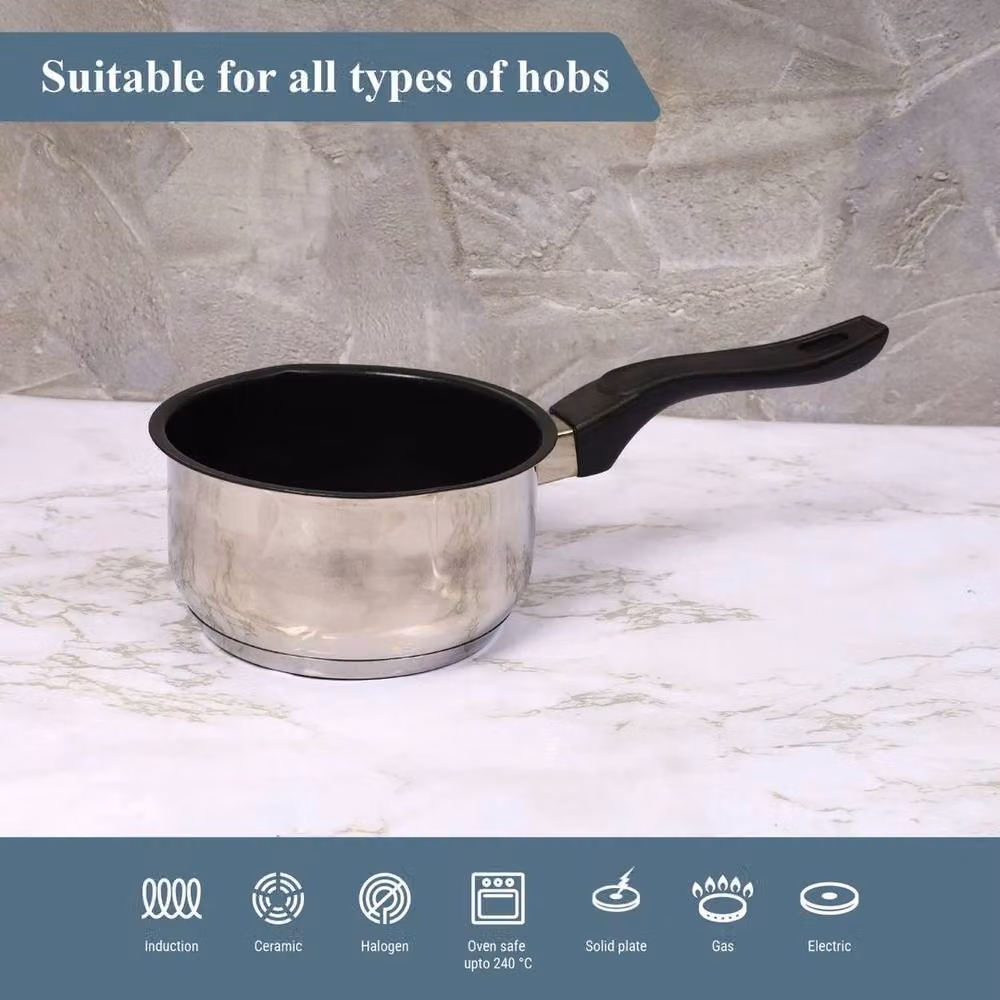 FLAVORA Buckingham Non-Stick Silver Milk Pot with Pouring Spout – 4