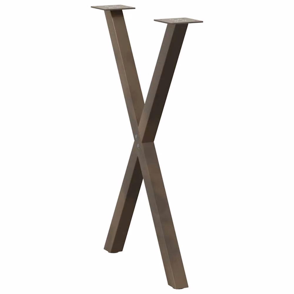 Berkfield Home X-Shaped Dining Table Legs, 2 Pieces, Brown Matt Steel, H: 72.5 cm x W: 57 cm – 3