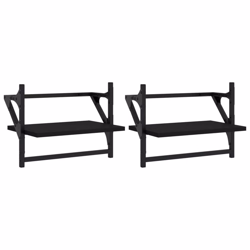 Berkfield Home Wall Mounted Shelves with Hanging Rods, 2 Pieces, Black, W: 40 cm, D: 25 cm, H: 30 cm – 3