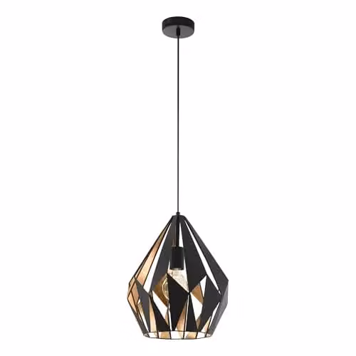 Eglo Carlton 1 Vintage Pendant Lamp in Black and Gold/Brass – 1