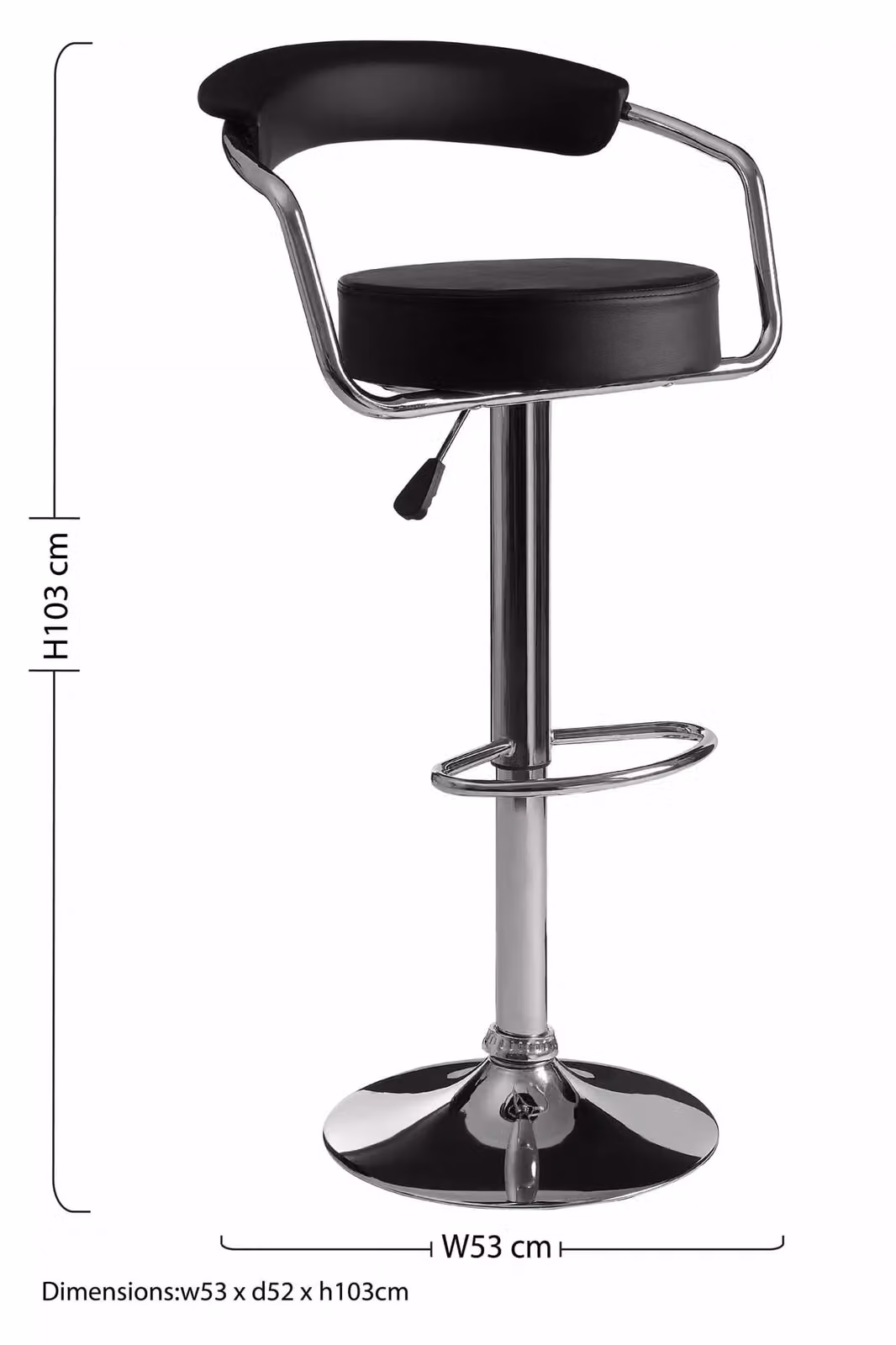 Orsina Black and Grey Leather Effect Swivel Bar Chair with Armrests – 2