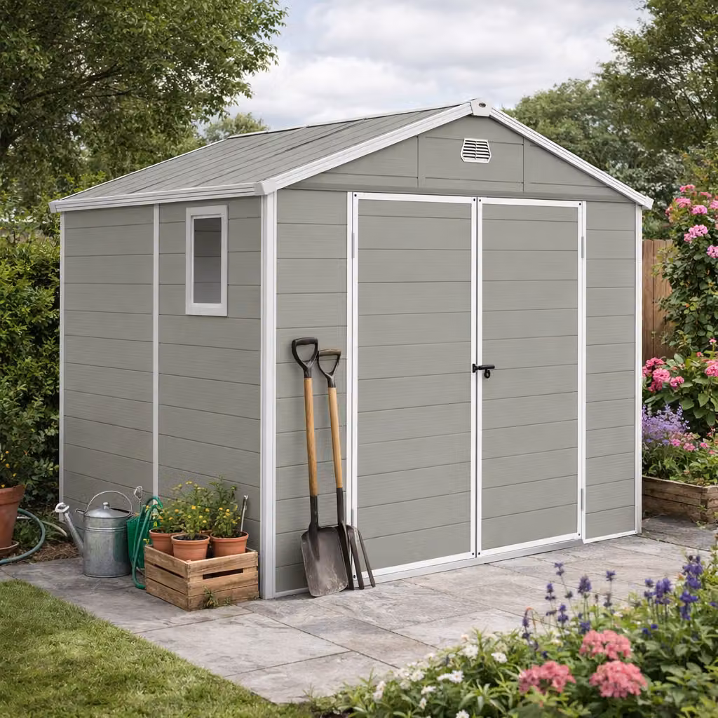 Outsunny Grey Storage Garden Shed with Aluminium Frame and Galvanised Foundation Kit – 2