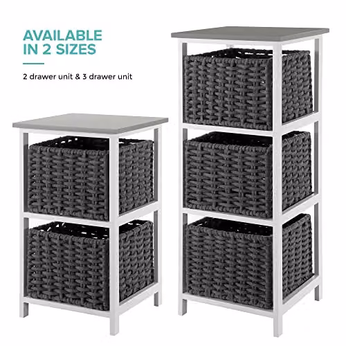 LIVIVO Habi 3 Drawer Scandi Style Wooden Storage Cabinet in Black and Grey, W/D/H: 36 x 37 x 63.5 cm – 8