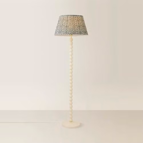 ValueLights Bobbin Floral Printed Pleated Cream Floor Lamp H 150 cm x W 40 cm x D 40 cm