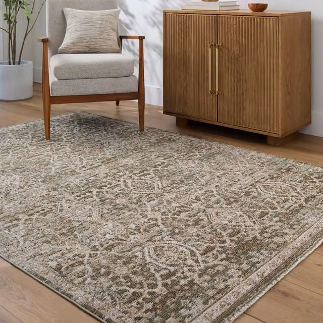 Livabliss Galey Alix Myrtle Avenue VI Vintage Boho Fringe Living Room Rug in Brown Green Grey Multicolour, W: 160 cm, L: 230 cm