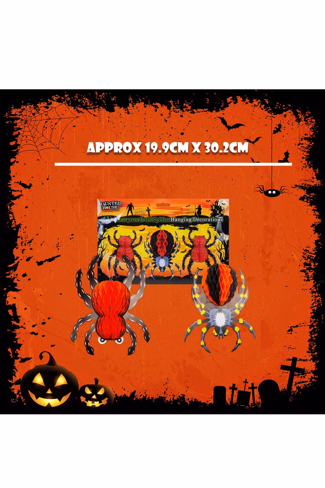 VFM e-Store Red Halloween Spider Hanging Honeycomb Paper Decorations, Set of 3 – 2