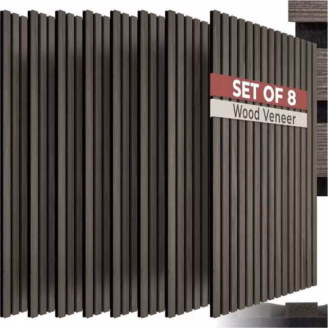 tectake Sonic Wall IV Acoustic Panels in Wood Look MDF, Grey and Brown
