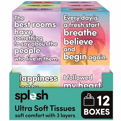 Splesh Ultra Soft 3-Ply Facial Tissues, White, 12 x 67-Sheet Square Box Multipack – 1